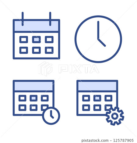 Date and time icon set vector isolated 125787905