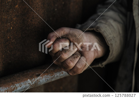 Hands of a worker after a day's work. These hands are a testament to perseverance and endurance. Hands of a worker after a day's work. These hands are a testament to perseverance and endurance. 125788027