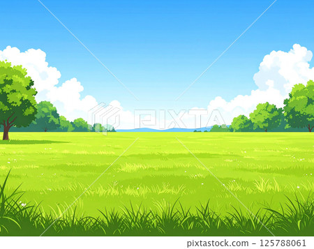 Prairie and the scenery of the blue sky 125788061