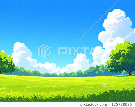 Prairie and the scenery of the blue sky 125788080