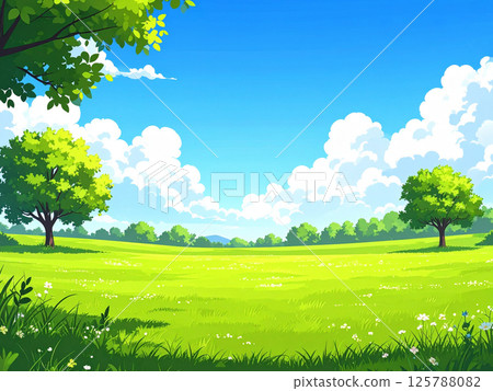 Prairie and the scenery of the blue sky 125788082