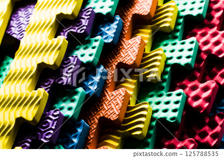 Large puzzles with numbers. Colorful educational puzzles.  125788535