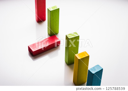 Bright wooden blocks serve as important educational toys in the preschool stage. Natural material and colorful design make the play process enjoyable. Bright wooden blocks serve as important educational toys in the preschool stage. Natural material and colorful design make the play process enjoyable. 125788539