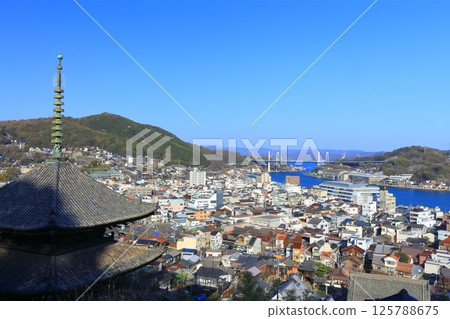 【廣島縣】春天櫻花盛開時從千光寺眺望尾道的街道 125788675