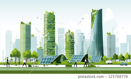 Eco-Friendly Urban Futures: Sustainable Cityscapes Poster Series 125788776
