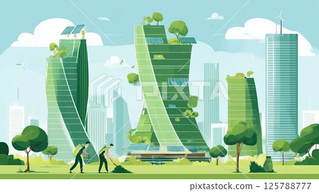 Eco-Friendly Urban Futures: Sustainable Cityscapes Poster Series 125788777