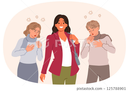 Asymptomatic woman carrying dangerous viral disease spreads flu among friends and colleagues 125788901