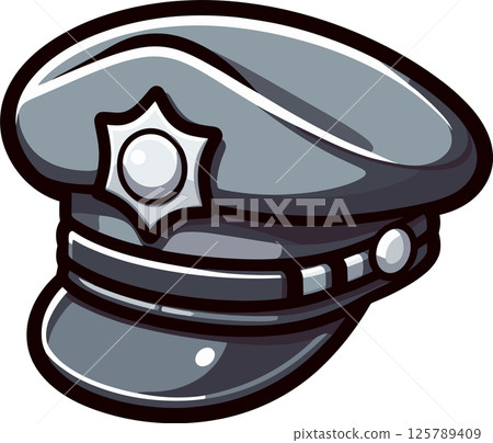 Simple police hat illustration Simple police hat illustration 125789409