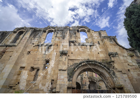 Ruins of Alet les Bains Abbey in France showing arches and columns 125789500