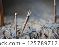Incense sticks stuck in a censer 125789712