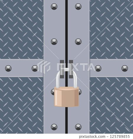 iron gate locked with padlock hanging vector cartoon element design template iron gate locked with padlock hanging vector cartoon element design template 125789855