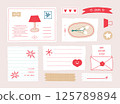 memo template. A collection of striped notes, blank notebooks, and torn notes used in a diary or office. 125789894