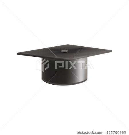 Realistic Black graduate cap. 3D Graduation Doctoral hat. Realistic Black graduate cap. 3D Graduation Doctoral hat. 125790365