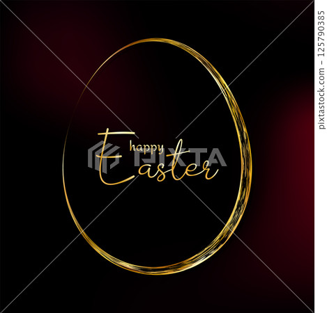Easter egg frame. Gold brush stroke border. Elegant thin line decor Easter egg frame. Gold brush stroke border. Elegant thin line decor 125790385