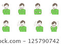 Illustration set of a man in work clothes expressing various physiological phenomena 125790742