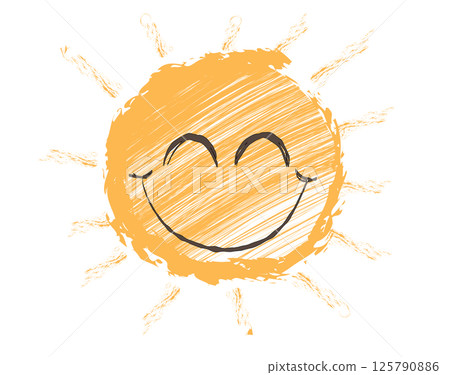 Cute Sun Character Hand Drawn Doodle Vector Illustration 125790886