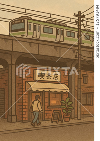 立體交叉下咖啡店的圖像 生成式人工智慧 125791494