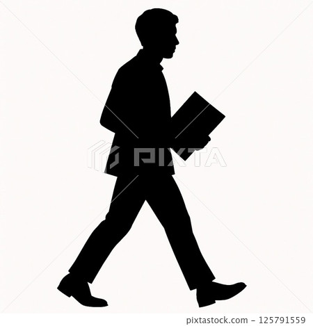 一位商人拿著文件行走的剪影 一位商人拿著文件行走的剪影 125791559