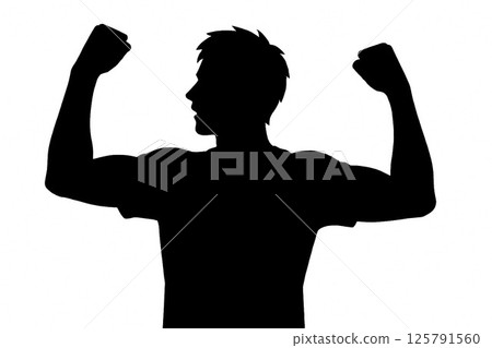 Silhouette of a man making a fist pump Silhouette of a man making a fist pump 125791560