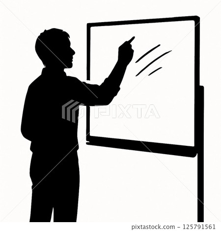 Silhouette of a person writing on a whiteboard Silhouette of a person writing on a whiteboard 125791561