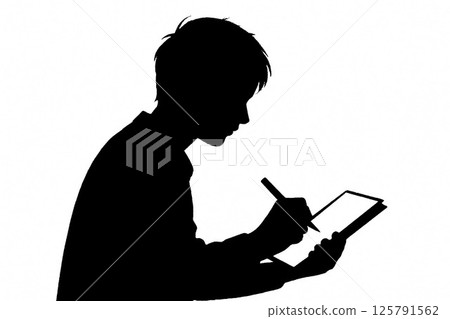 Silhouette of a person taking notes Silhouette of a person taking notes 125791562