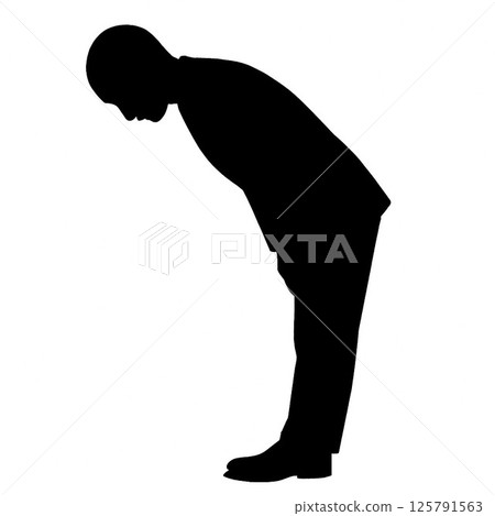 Silhouette of a person bowing politely Silhouette of a person bowing politely 125791563