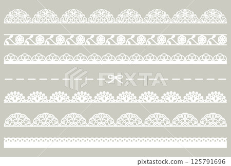 White lace-like line illustration set 125791696