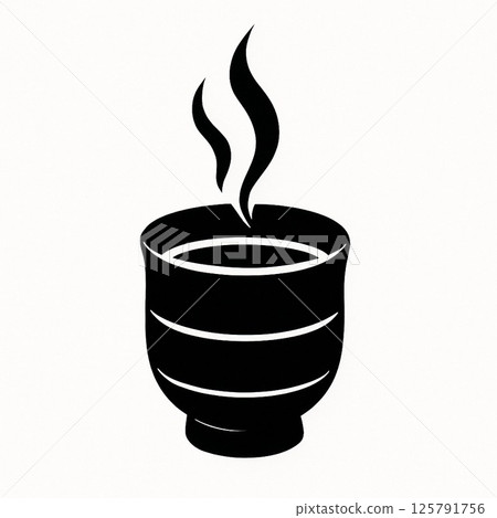 Silhouette of a teacup of green tea with steam rising from it Silhouette of a teacup of green tea with steam rising from it 125791756