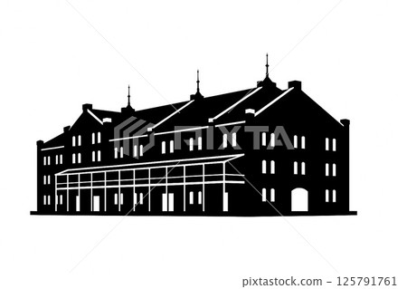 Yokohama Red Brick Warehouse silhouette art 125791761
