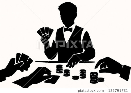 The poker dealer and the players' negotiations The poker dealer and the players' negotiations 125791781