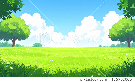 Prairie and the scenery of the blue sky 125792069