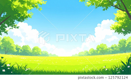 Prairie and the scenery of the blue sky 125792124