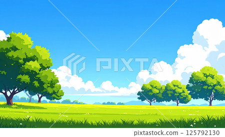大草原和藍天的風景 125792130