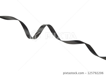 Black satin ribbon isolated on white background, top view Black satin ribbon isolated on white background, top view 125792206