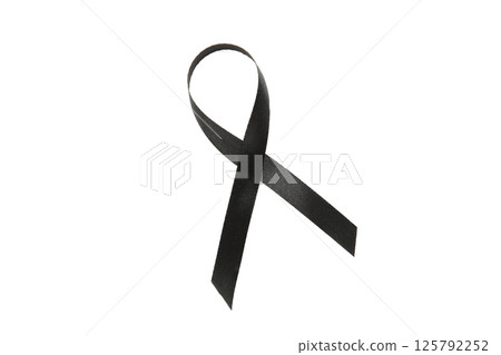 Black awareness ribbon isolated on white background. Black awareness ribbon isolated on white background. 125792252