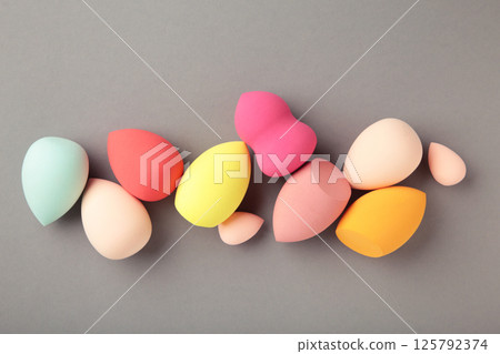 Beauty blender on grey background. Makeup products. Beauty concept. 125792374