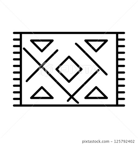 Ethnic carpet icon. Home decor element thin line illustration. 125792402