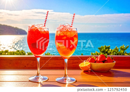 Seaside cafe and fresh juice 125792450