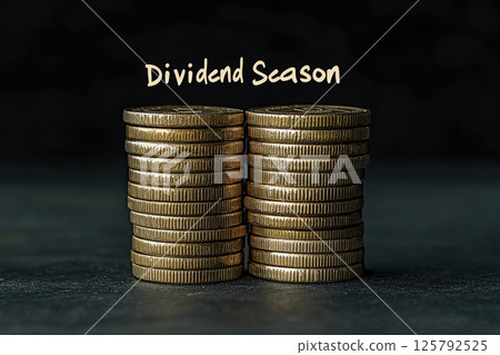 Stacks of coins are arranged neatly against a dark background, symbolizing wealth accumulation during the dividend season. Stacks of coins are arranged neatly against a dark background, symbolizing wealth accumulation during the dividend season. 125792525
