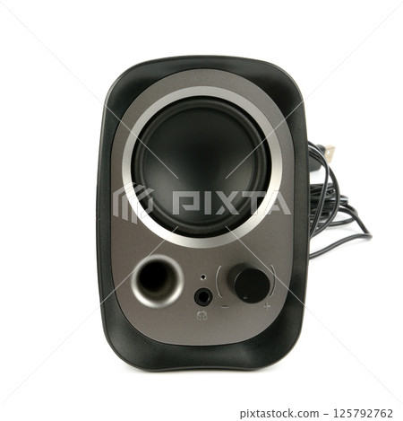 Black speaker isolated on a white. 125792762