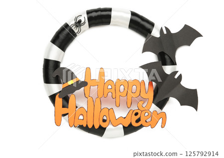 Halloween wreath isolated on white background. Thanksgiving decor. 125792914