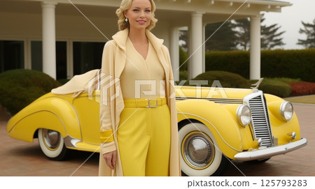nostalgic 1950s american life. captivating retro vintage scenes with colorful classic cars 125793283
