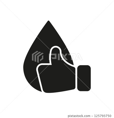 Thumb Up With Water Drop Solid Icon. Water Quality Approval, Hydration, And Sustainability Silhouette Symbol. Environmental Health Promotion. Isolated Vector Illustration Thumb Up With Water Drop Solid Icon. Water Quality Approval, Hydration, And Sustainability Silhouette Symbol. Environmental Health Promotion. Isolated Vector Illustration 125793750