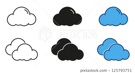 Cloud line and solid icon set. Weather and nature symbol collection. Isolated vector illustration Cloud line and solid icon set. Weather and nature symbol collection. Isolated vector illustration 125793751