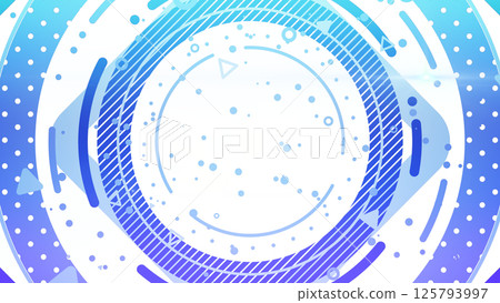 Pop background with large circles, shapes and patterns / transparent background - blue 125793997
