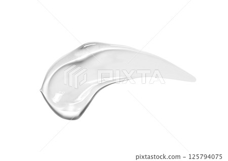 The sample is a smear of transparent cosmetic gel or cream. Isolated on a white background The sample is a smear of transparent cosmetic gel or cream. Isolated on a white background 125794075