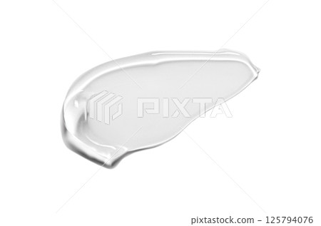 The sample is a smear of transparent cosmetic gel or cream. Isolated on a white background 125794076