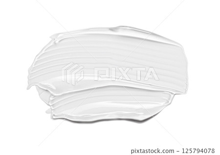 The sample is a smear of transparent cosmetic gel or cream. Isolated on a white background The sample is a smear of transparent cosmetic gel or cream. Isolated on a white background 125794078