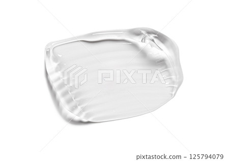 The sample is a smear of transparent cosmetic gel or cream. Isolated on a white background The sample is a smear of transparent cosmetic gel or cream. Isolated on a white background 125794079