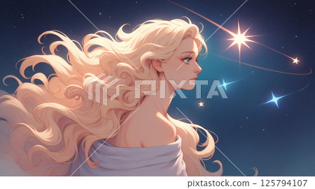 Woman wishing upon a star 125794107
